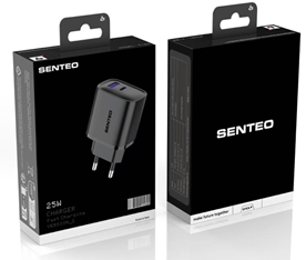 Сетевое Зарядное Устройство Senteo T-04 1USB-C+1USB-A PD25W/QC3.0 18W