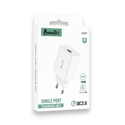 Мережевий Зарядний Пристрій Avantis A425 1USB QC 3.0