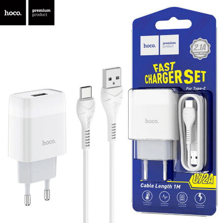 Мережевий Зарядний Пристрій Hoco C72A 1USB Type-C