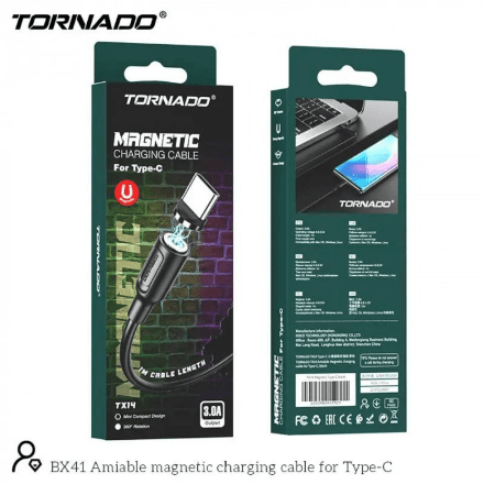 USB Cable TORNADO TX14 Magnetic Type-C 3A/1m