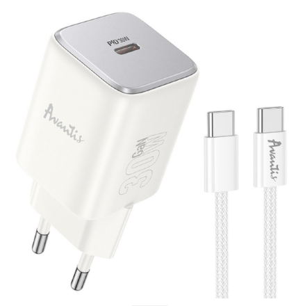Мережевий Зарядний Пристрій Avantis A897 GaN 1USB PD30W Type-C + Type-C