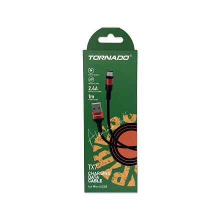 USB Cable TORNADO TX7 Тканевая Оплётка Micro 2.4A/1m