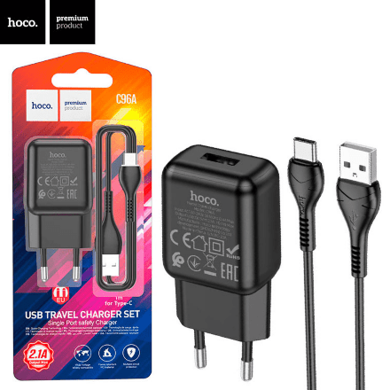 Мережевий Зарядний Пристрій Hoco C96A 1USB Type-C