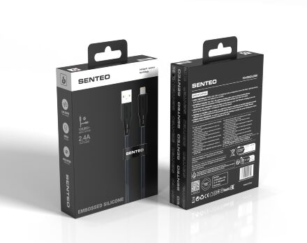 USB Cable Senteo SL-04 Embossed Transparent Silicone A-L 2,4A