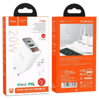 Мережевий Зарядний Пристрій Hoco C100A Plus PD20w + QC3.0 USB-C to Type-C
