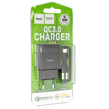 Мережевий Зарядний Пристрій Hoco C72Q 1USB QC3.0 Type-C