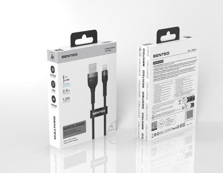 USB Cable Senteo ST-01 2.4A  Montes Series braided USB-A to Ligtinging 1M
