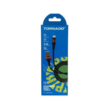 USB Cable TORNADO TX7 Тканевая Оплётка Lightning 2.4A/1m