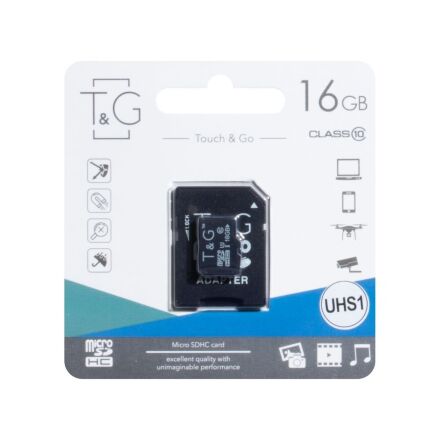 Карта пам'яті T&G MicroSDHC (UHS-1) 16gb 10 Class & Adapter