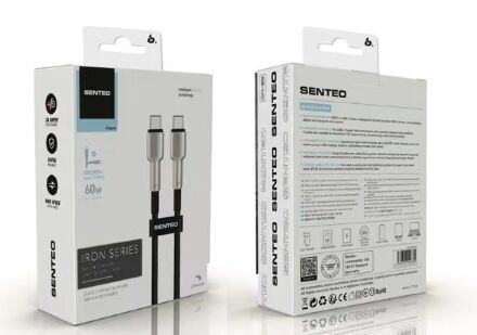 USB Cable Senteo SM-03 60W  Iron Series braided USB-C to USB-C 1M