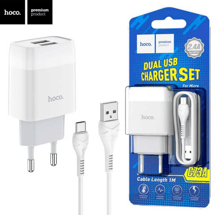 Мережевий Зарядний Пристрій Hoco C73A 2USB Type-C