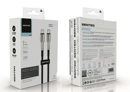 USB Cable Senteo SM-03 100W  Iron Series braided USB-C to USB-C 2M