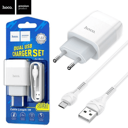 Мережевий Зарядний Пристрій Hoco C73A 2USB Micro