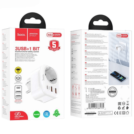 Мережевий Зарядний Пристрій Hoco NS3 Multifunctional 1C2A PD20W