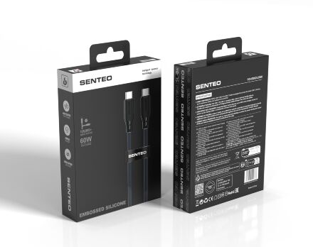 USB Cable Senteo SL-04 Embossed Transparent Silicone C-C 60W